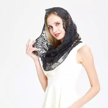 Женский латинский массовый мягкий элегантный свадебный модный кружевной платок с цветочной вышивкой на шее
