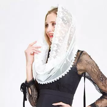 Женский латинский массовый мягкий элегантный свадебный модный кружевной платок с цветочной вышивкой на шее