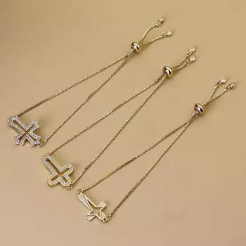 Женский латунный браслет из циркония, изысканный медный браслет-цепочка с крестом, молитвенные браслеты для дружбы, аксессуары для вечеринок, регулируемые