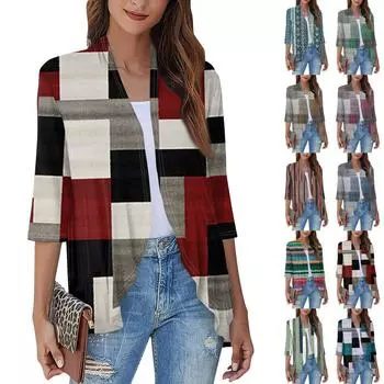 Женский легкий и тонкий топ с рукавом 3/4 в стиле ретро, легкая куртка-кардиган S фиолетовый