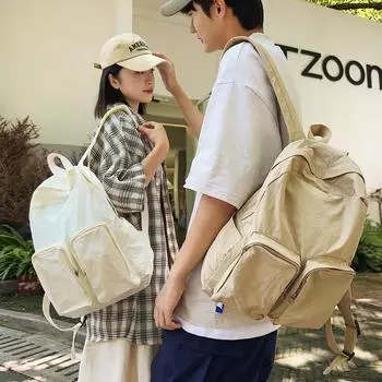 Женский легкий рюкзак, однотонный мужской дорожный рюкзак, большой емкости для поездок на работу белый