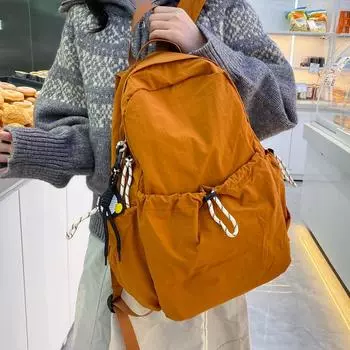 Женский легкий рюкзак в стиле кампуса, большая вместительная дорожная сумка, нейлоновая школьная сумка для студентов бежевый