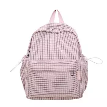 Женский легкий школьный рюкзак большой вместимости, студенческий клетчатый рюкзак Small розовый