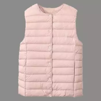 Женский легкий темпераментный жилет для поездок на работу, короткий срез, круглый вырез, майка, пальто большого размера 3XL