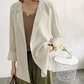 Женский летний черный пиджак, тонкие пиджаки, солнцезащитный костюм с рукавами три четверти, OL, тонкие пальто, топы S небесно-голубой