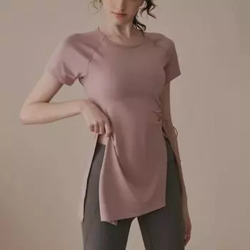 Женский летний дышащий комплект для йоги: Брюки на завязках и топ с коротким рукавом для пилатеса и фитнеса Large чёрный