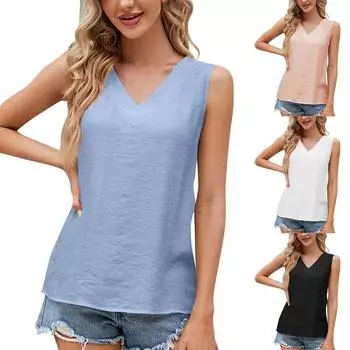 Женский летний дышащий женский жилет с v-образным вырезом и подтяжками без рукавов L розовый