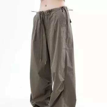 Женский летний комбинезон 2023 года с завышенной талией, широкими штанинами, длиной до пола, в стиле ретро с завязками на шнурке 2XL чёрный