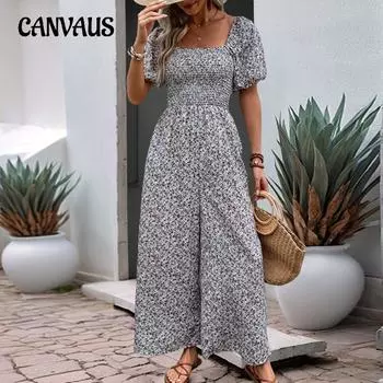 Женский летний комбинезон, облегающий эластичный комбинезон с принтом, брюки S синий