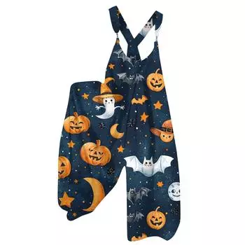 Женский летний комбинезон с цветочным принтом в винтажном стиле (Нерегулируемые ремни) XL тёмно-синий