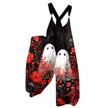 Женский летний комбинезон с цветочным принтом в винтажном стиле (Нерегулируемые ремни) XXL красный