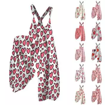 Женский летний комбинезон с принтом ко Дню святого Валентина, винтажный комбинезон (Нерегулируемый ремень) XXXL