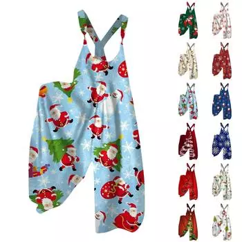 Женский летний комбинезон с рождественским принтом в винтажном стиле (Нерегулируемые ремни) XXXL