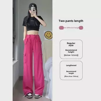 Женский летний комбинезон с высокой талией, розово-красный, с широкими штанинами 2023 года L чёрный