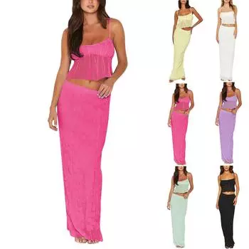 Женский летний комплект из 2 предметов с круглым вырезом и короткими рукавами, с заниженными плечами, топ для больших детей и узкие байкерские шорты для йоги, комплект L чёрный