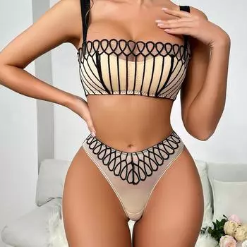 Женский летний комплект нижнего белья со съемными бретелями, комплект сексуального нижнего белья, цельный комплект нижнего белья для молодых женщин, комплект из бюстгальтера и трусиков с вышивкой S