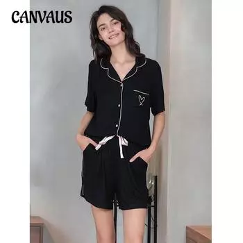 Женский летний комплект пижамы с короткими рукавами и шортами в полоску из модала и хлопка с карманами Love Pocket S светло-серый