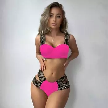 Женский летний купальник 2023, женский мягкий купальник, комплект бикини с пуш-ап и высокой талией, пляжная одежда для женщин, купальный костюм S