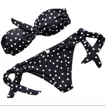 Женский летний купальник Модный волнообразный в горошек Бикини Сексуальный купальник Набор из двух предметов M