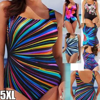 Женский летний модный цельный купальник в полоску с принтом, бикини с глубоким v-образным вырезом, пляжные полоски, купальники, купальные костюмы L