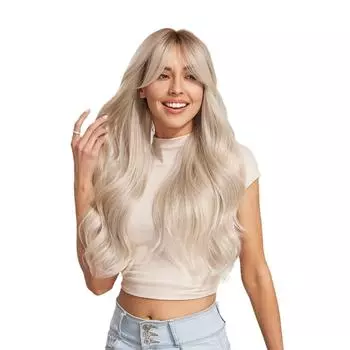 Женский летний модный градиентный блонд парик дамские кружевные передние термостойкие натуральные длинные волнистые парики