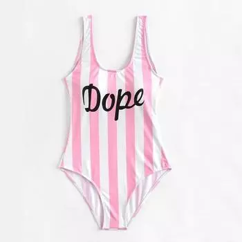 Женский летний модный слитный купальник, тонкий комбинезон без спинки, полосатое бикини S