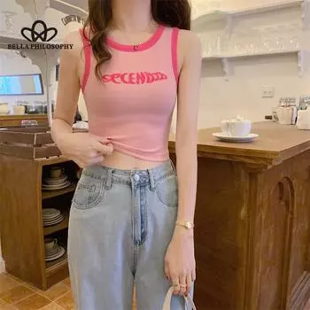 Женский летний небольшой жилет на слинге для похудения Spice Girl I-образный короткий топ без рукавов для верхней одежды S розовый