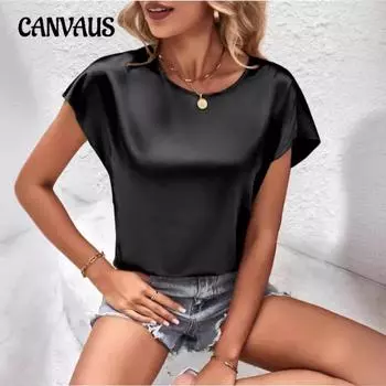 Женский летний новый однотонный повседневный топ S чёрный