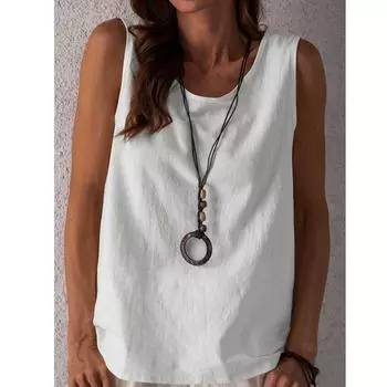 Женский летний новый повседневный свободный жилет, простой топ без рукавов S белый