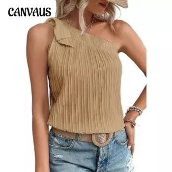 Женский летний новый топ с косой завязкой на плече и бантом на одно плечо, маленький жилет S красный