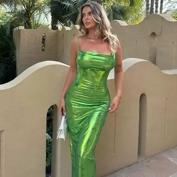 Женский летний облегающий элегантный сексуальный сарафан для вечеринки по случаю дня рождения 2023 года L зелёный