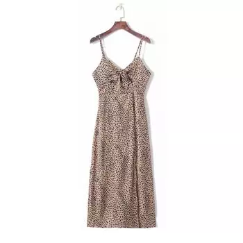 Женский летний облегающий сарафан-майка с леопардовым принтом Leopard print S