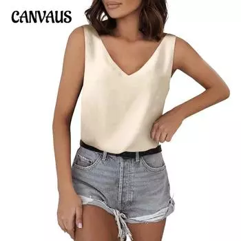 Женский летний однотонный повседневный жилет-халтер с V-образным вырезом без рукавов S белый