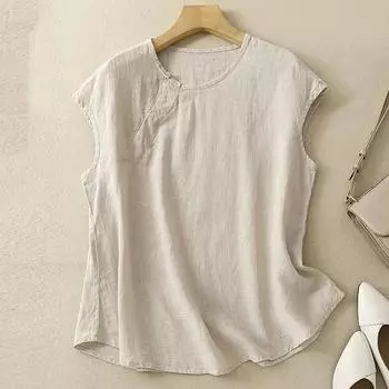 Женский летний однотонный темпераментный жилет без рукавов, тонкий дышащий топ скинни, замедляющий старение 4XL