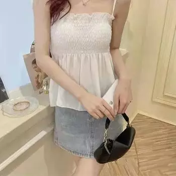 Женский летний однотонный удобный эластичный жилет-майка, простые короткие топы без рукавов 3XL белый