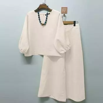 Женский летний офисный костюм больших размеров, рубашка + широкие брюки, комплект из 2 предметов 4XL