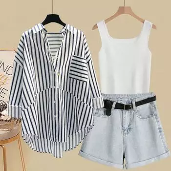 Женский летний офисный повседневный костюм, жилет, рубашка + брюки, комплект из 2 предметов 4XL белый