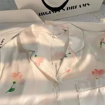 Женский летний пижамный комплект с шортами, повседневный женский топ с коротким рукавом и шорты, домашняя одежда, пижамный комплект с цветочным принтом M