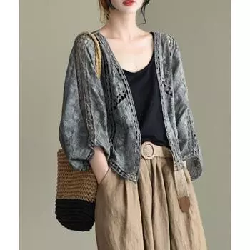 Женский летний плащ с вышивкой и открытыми верхами, вязаный кардиган, пляжное солнцезащитное пальто, тонкая короткая маленькая шаль One size белый