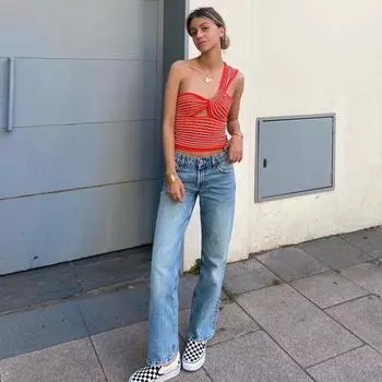 Женский летний полосатый шерстяной трикотажный жилет XS красный