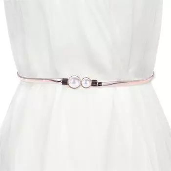 Женский летний пояс, металлический эластичный пояс, цепочка из искусственного жемчуга, декор, элегантный круглый металлический пояс, аксессуары для одежды серебряный