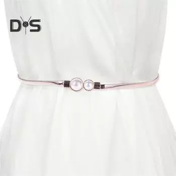 Женский летний пояс, металлический эластичный пояс, цепочка из искусственного жемчуга, декор, элегантный круглый металлический пояс, аксессуары для одежды серебряный