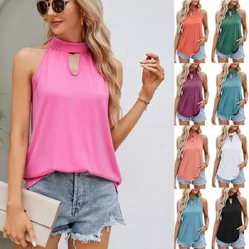 Женский летний повседневный однотонный безрукавный свитер с вырезом, жилет-топ S оранжевый