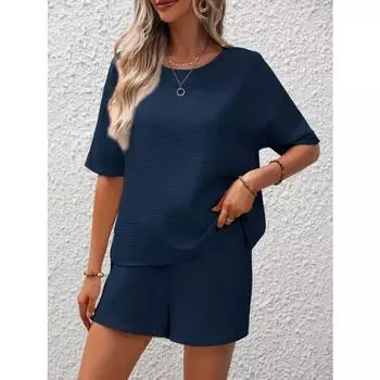 Женский летний повседневный однотонный костюм-бэтрубашка S белый