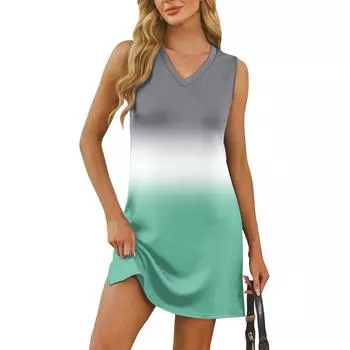 Женский летний повседневный сарафан без рукавов с V-образным вырезом и градиентным принтом для пляжного отдыха XXXL