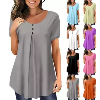 Женский летний пуловер больших размеров с принтом, свободная футболка с круглым вырезом и короткими рукавами