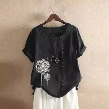 Женский летний пуловер в стиле ретро с короткими рукавами, дышащий повседневный топ с коротким рукавом 5XL