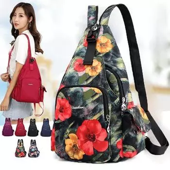 Женский летний рюкзак, водонепроницаемая нейлоновая нагрудная сумка, новая женская сумка, сумка для мамы, спортивный небольшой дорожный рюкзак на одно плечо с перекрестной спинкой бордовый