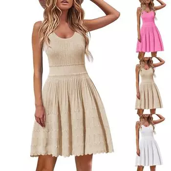 Женский летний сарафан, повседневные, без рукавов, вязаные платья-майки, крючком, А-силуэта, струящиеся, короткие пляжные платья L чёрный