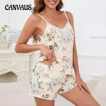 Женский летний сексуальный комплект пижамы для всей семьи с подтяжками и принтом в стиле пэчворк S абрикосовый